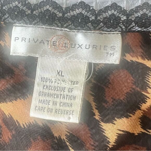 Private Luxuries Black Leopard & Lace Lingerie  Reversible Slip Dress sz XL - Picture 9 of 9